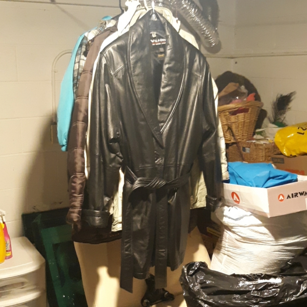 Leather trench coat